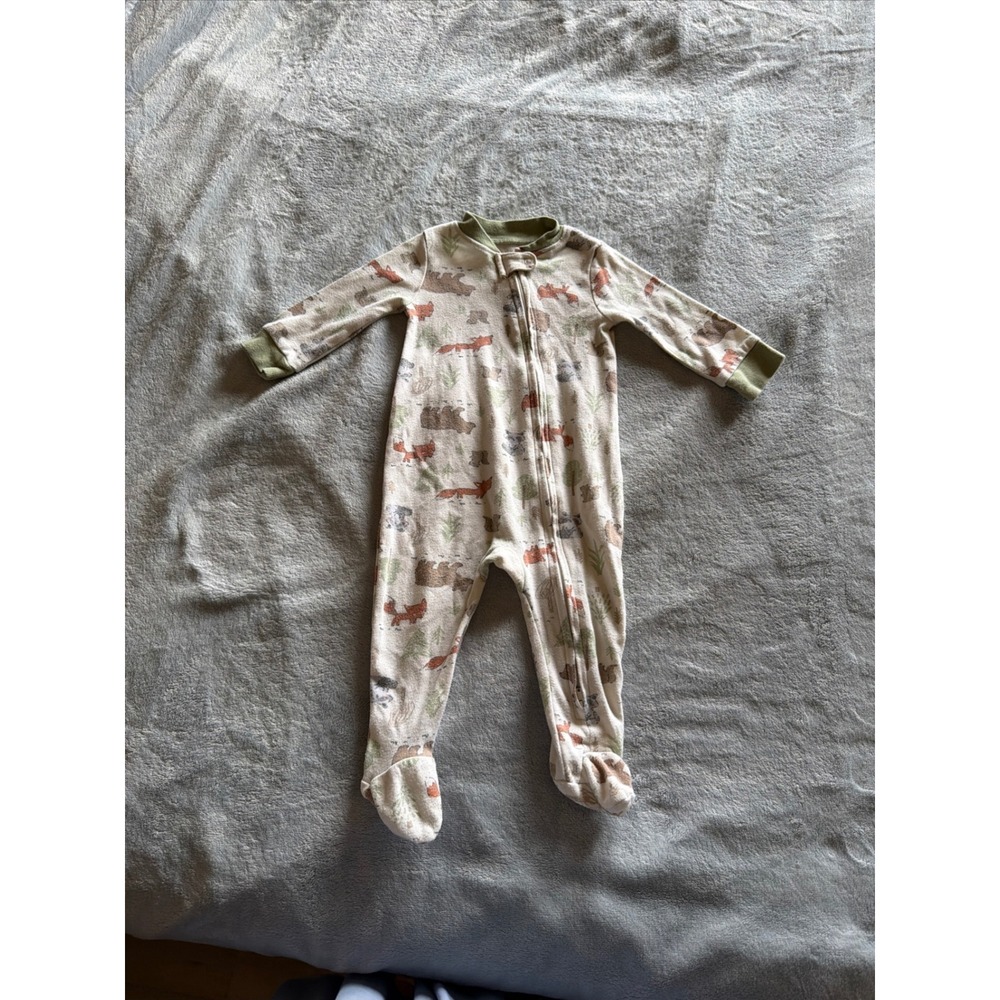 Baby Essentials 9M Woodland Animal Footed Zip Sleeper Pajamas - L515